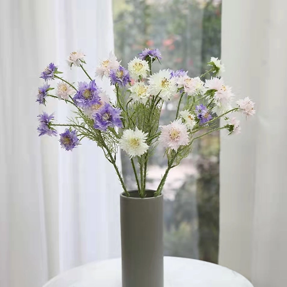 Cornflower 5 Heads Artificial Silk Flower 55cm Stem CORNFLOWER001-004