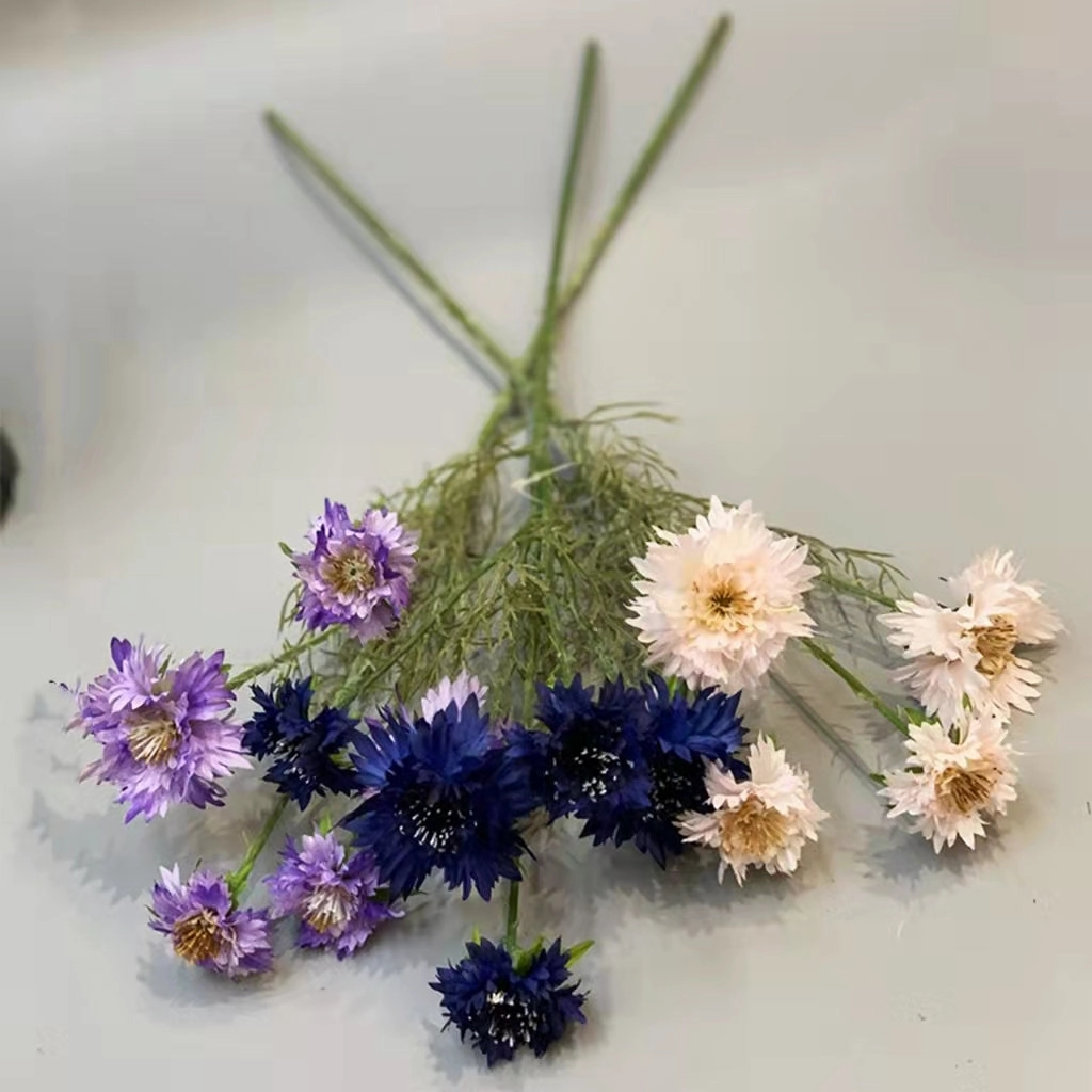 Cornflower 5 Heads Artificial Silk Flower 55cm Stem CORNFLOWER001-004