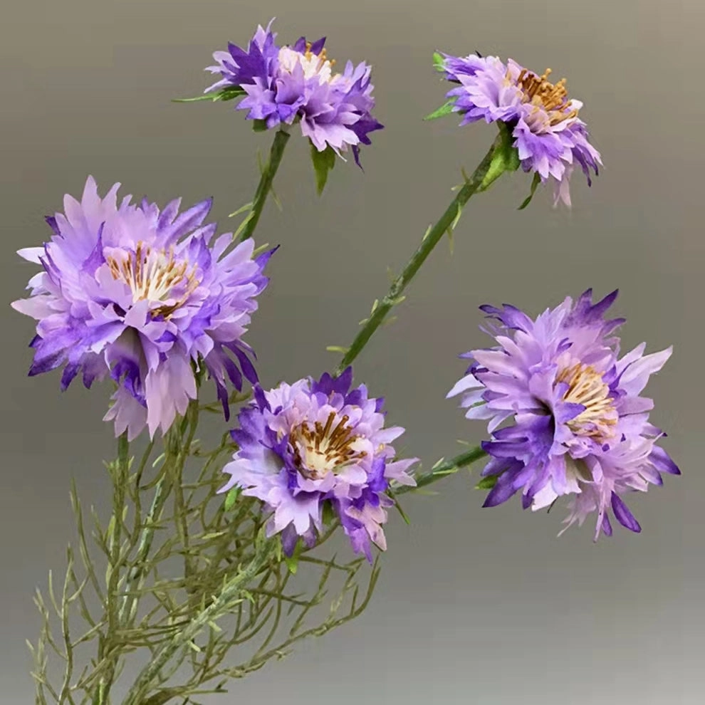Cornflower 5 Heads Artificial Silk Flower 55cm Stem CORNFLOWER001-004