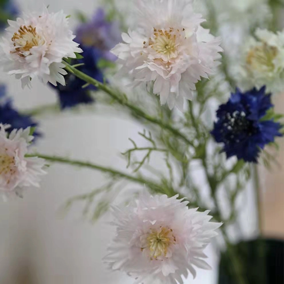 Cornflower 5 Heads Artificial Silk Flower 55cm Stem CORNFLOWER001-004