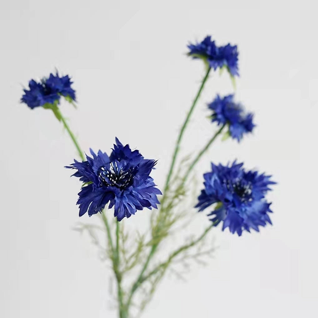 Cornflower 5 Heads Artificial Silk Flower 55cm Stem CORNFLOWER001-004