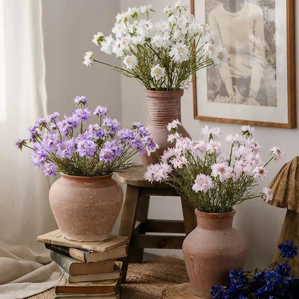 Cornflower 5 Heads Artificial Silk Flower 55cm Stem CORNFLOWER001-004