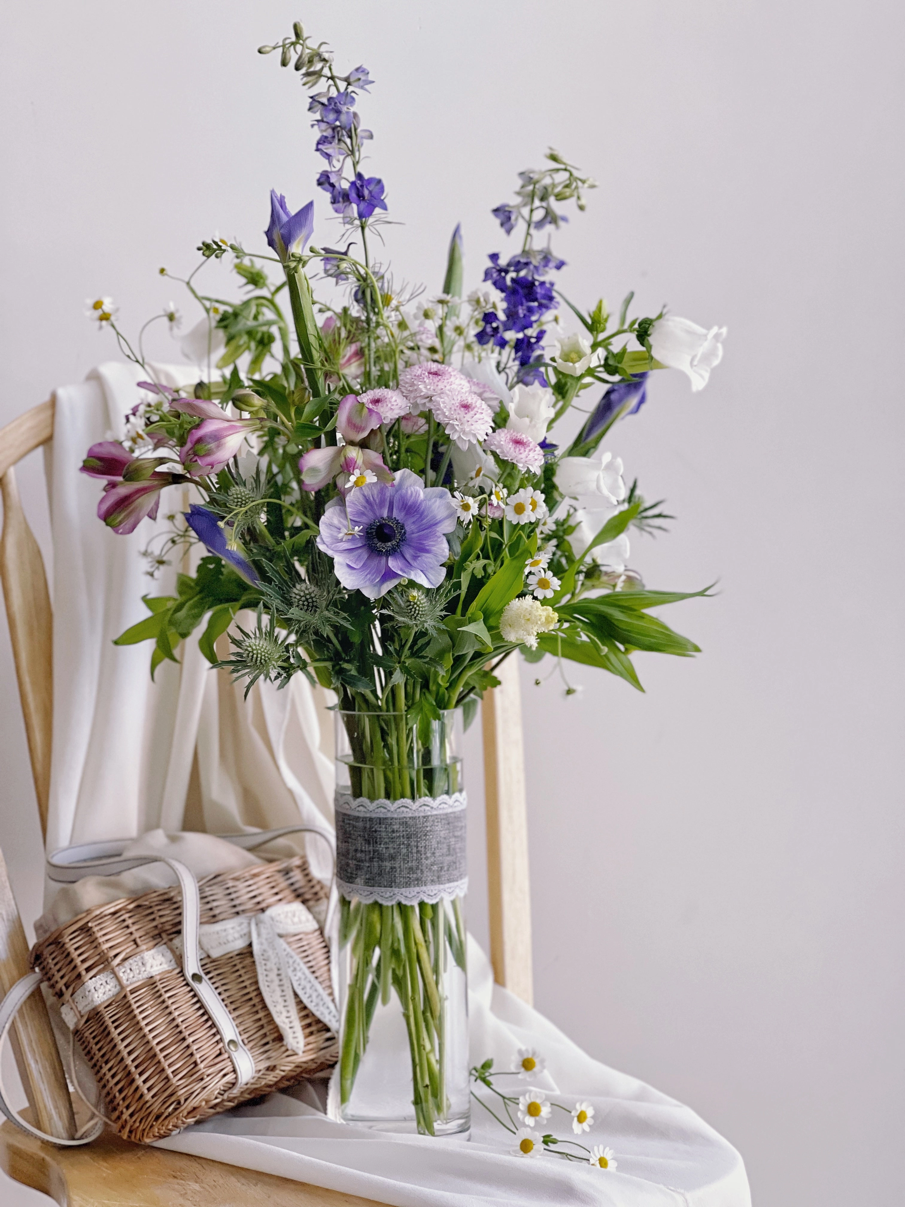 Country Style Arrangement in Tall Vase,romantic flower gift