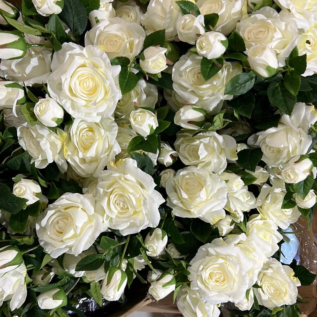 Cream Artificial Flower Single Stem spray Fall Rose bouquet material artificial flower bouquet  