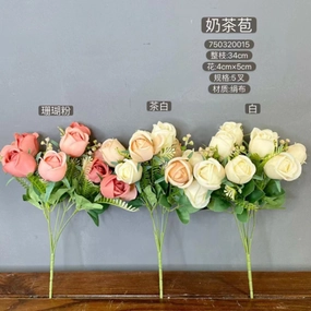 Cream Small ROSE BUNCH realistic flower bouquet  