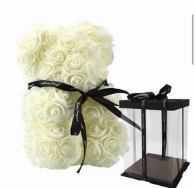 Cream/white rose Bear artificial flower bouquet  
