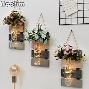 Creative Hanging Glass Wooden Base,hand-painted ceramic vase