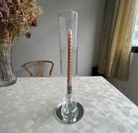 CRYSTAL Candleholder 14.5h,aesthetic flower vase