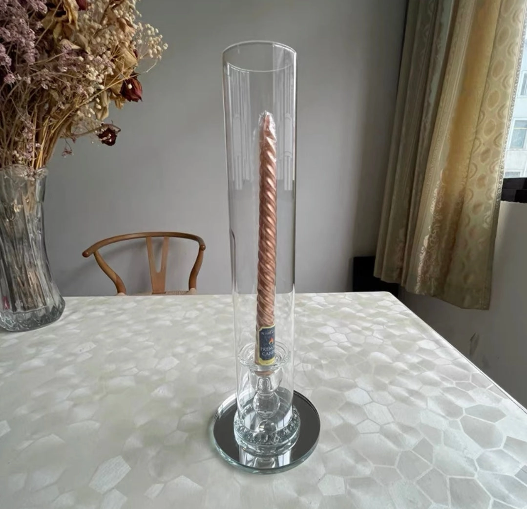 CRYSTAL Candleholder 14.5h,aesthetic flower vase