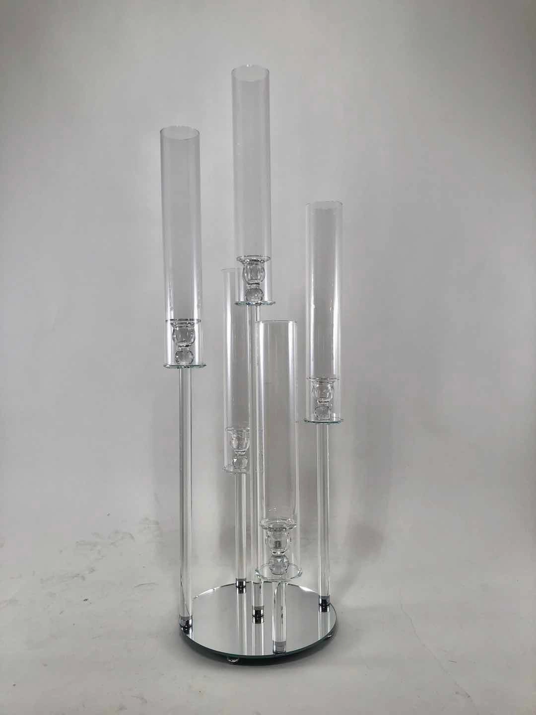 CRYSTAL CANDLeholder set 5 head,aesthetic flower vase