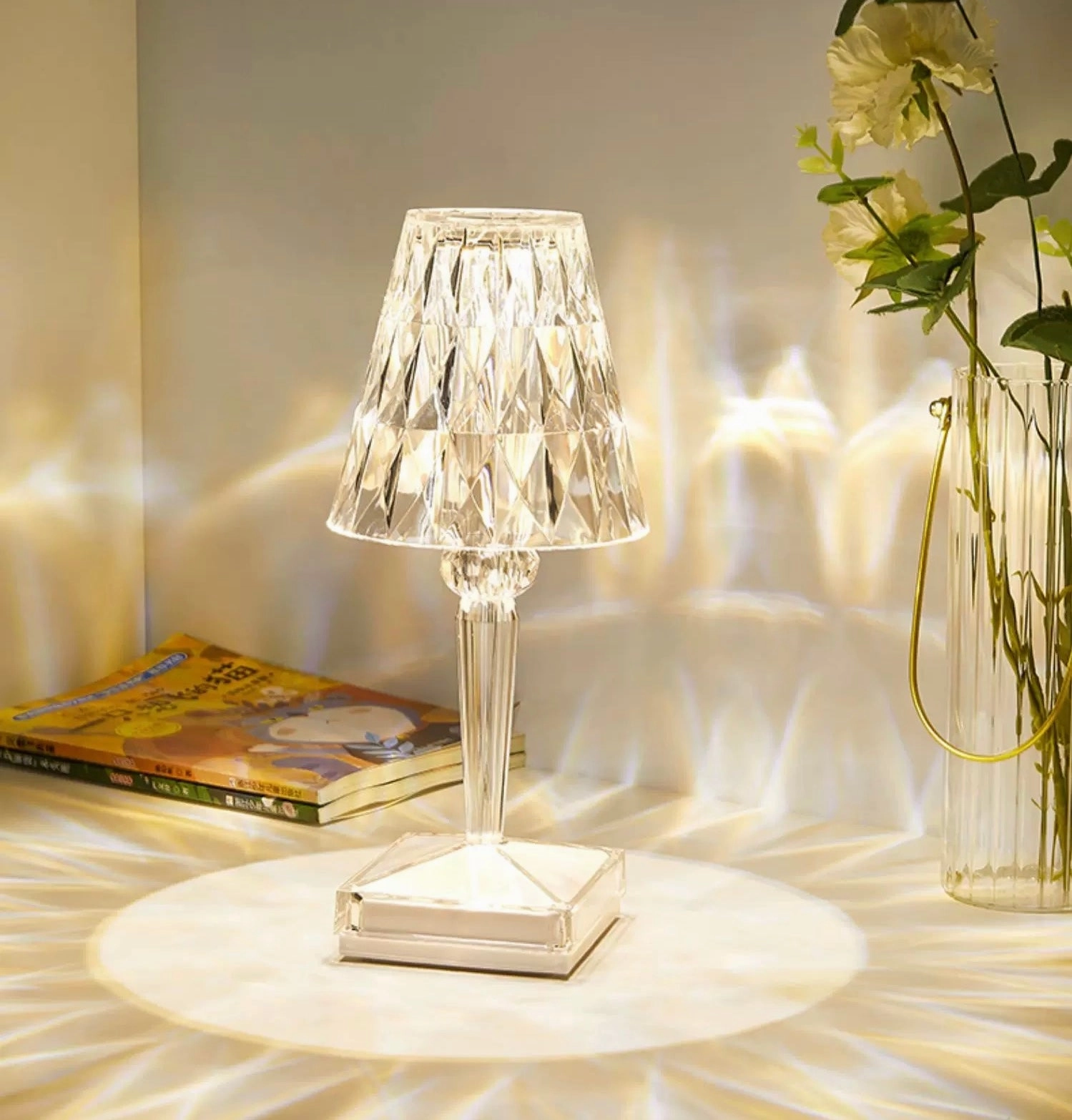 Crystal lamp usb charging 10,aesthetic flower vase