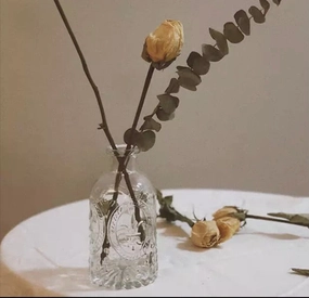 Crystal vintage Bud vase 5.1 H x2.75 wedding centerpiece,aesthetic flower vase