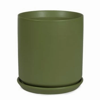 Cylinder Pot Dark Green,terracotta plant pot