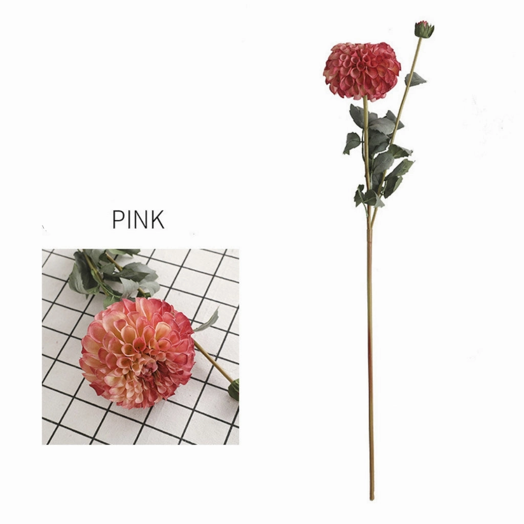 Dahlia Two Heads Artificial Silk Flower 70cm DAHLIA009-017
