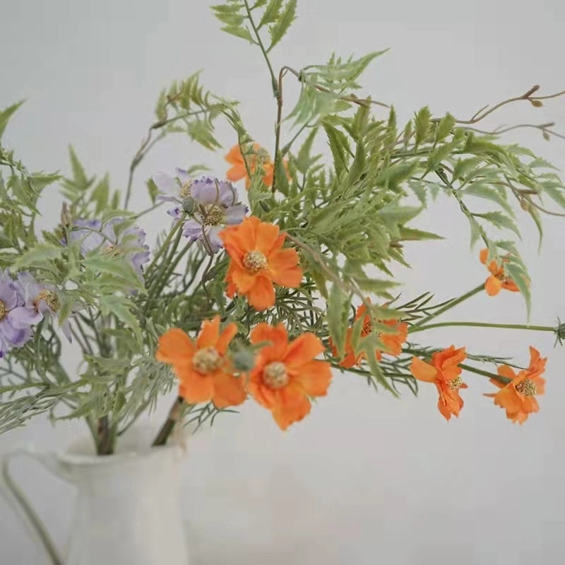 Daisy Bunch Artificial Silk Flower 56cm Stem Orange BUNCH001