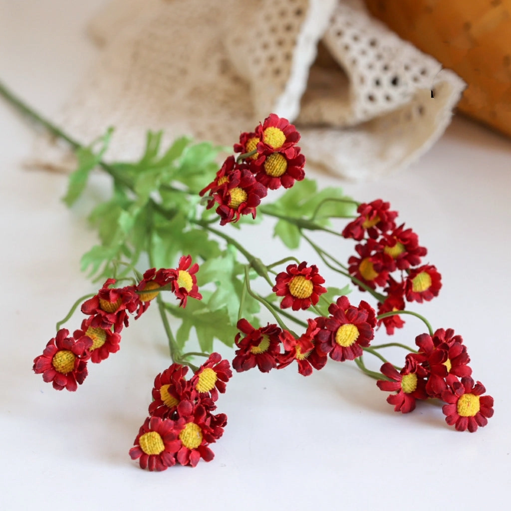 Daisy Chamomile Artificial Silk Flower 54cm Stem Burgundy DAISY016