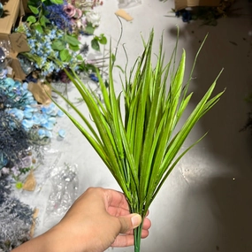 Dark Green Grass bunch thin leaf for Wedding home decor realistic flower bouquet  
