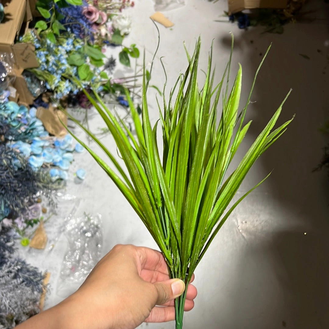 Dark Green Grass bunch thin leaf for Wedding home decor realistic flower bouquet  