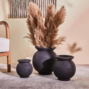 Dark Nite Terracotta Pot,hand-painted ceramic vase