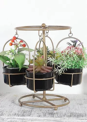 Detachable Round Stand with 4 Planters,hanging suspension frame
