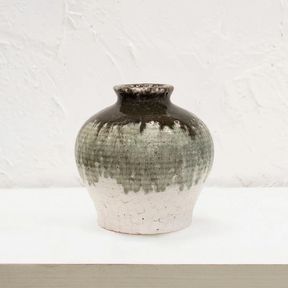 Dipped Crackle Glaze Vase 15cm,hand-painted ceramic vase