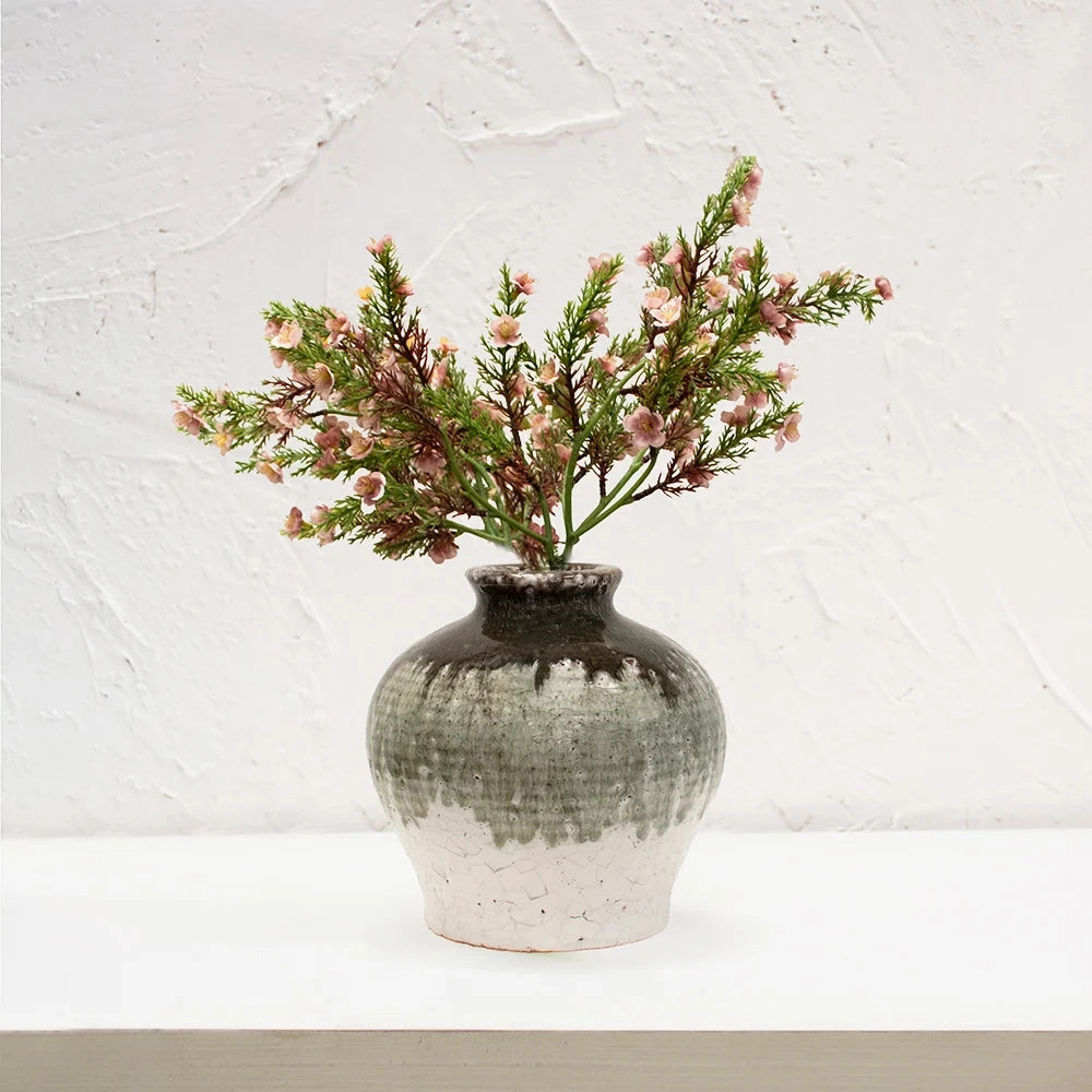 Dipped Crackle Glaze Vase 15cm