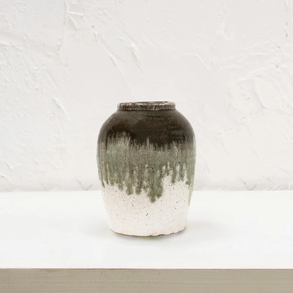 Dipped Crackle Glaze Vase 17cm,hand-painted ceramic vase
