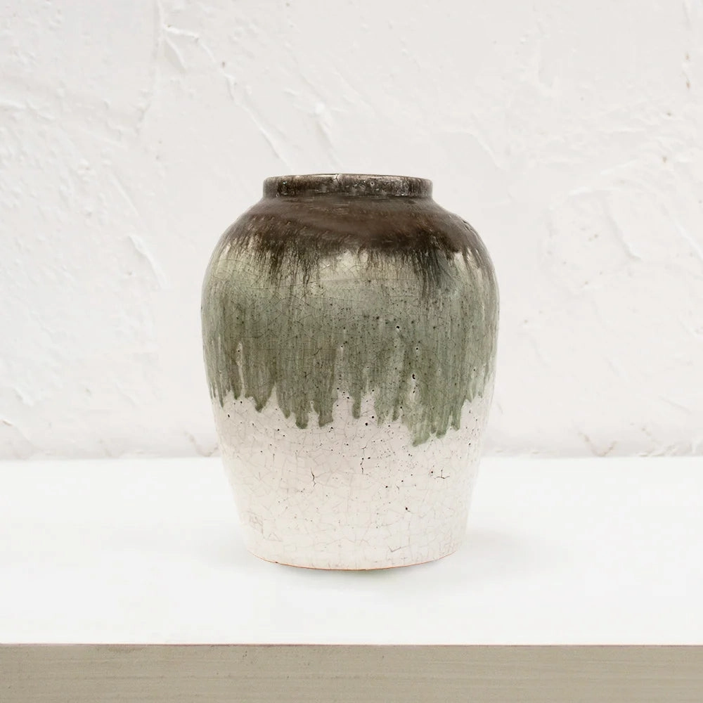Dipped Crackle Glaze Vase 22cm