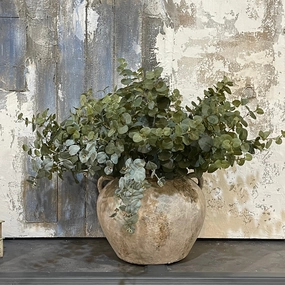 Distressed Cement Squat Vase 41cm,hand-painted ceramic vase