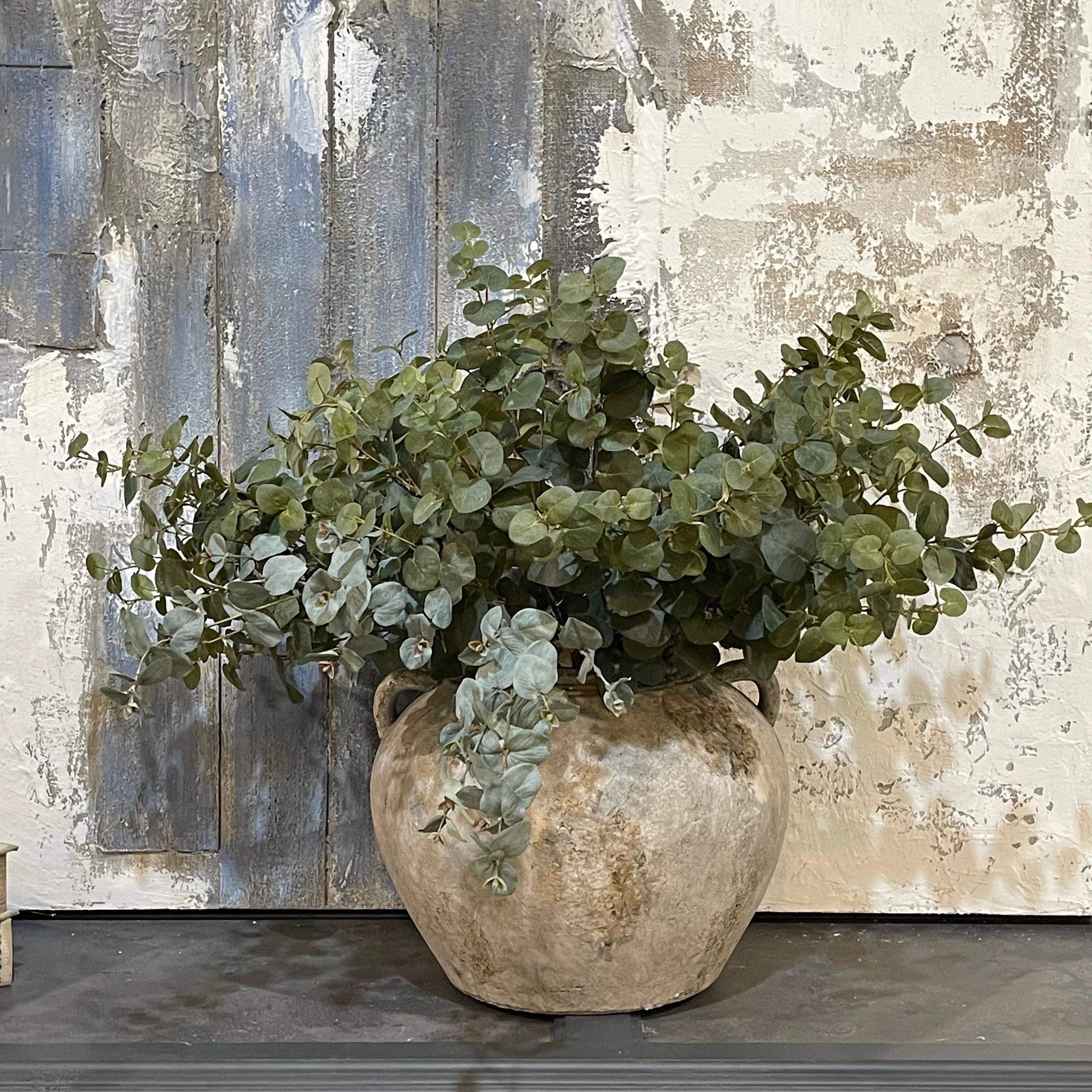 Distressed Cement Squat Vase 41cm,hand-painted ceramic vase
