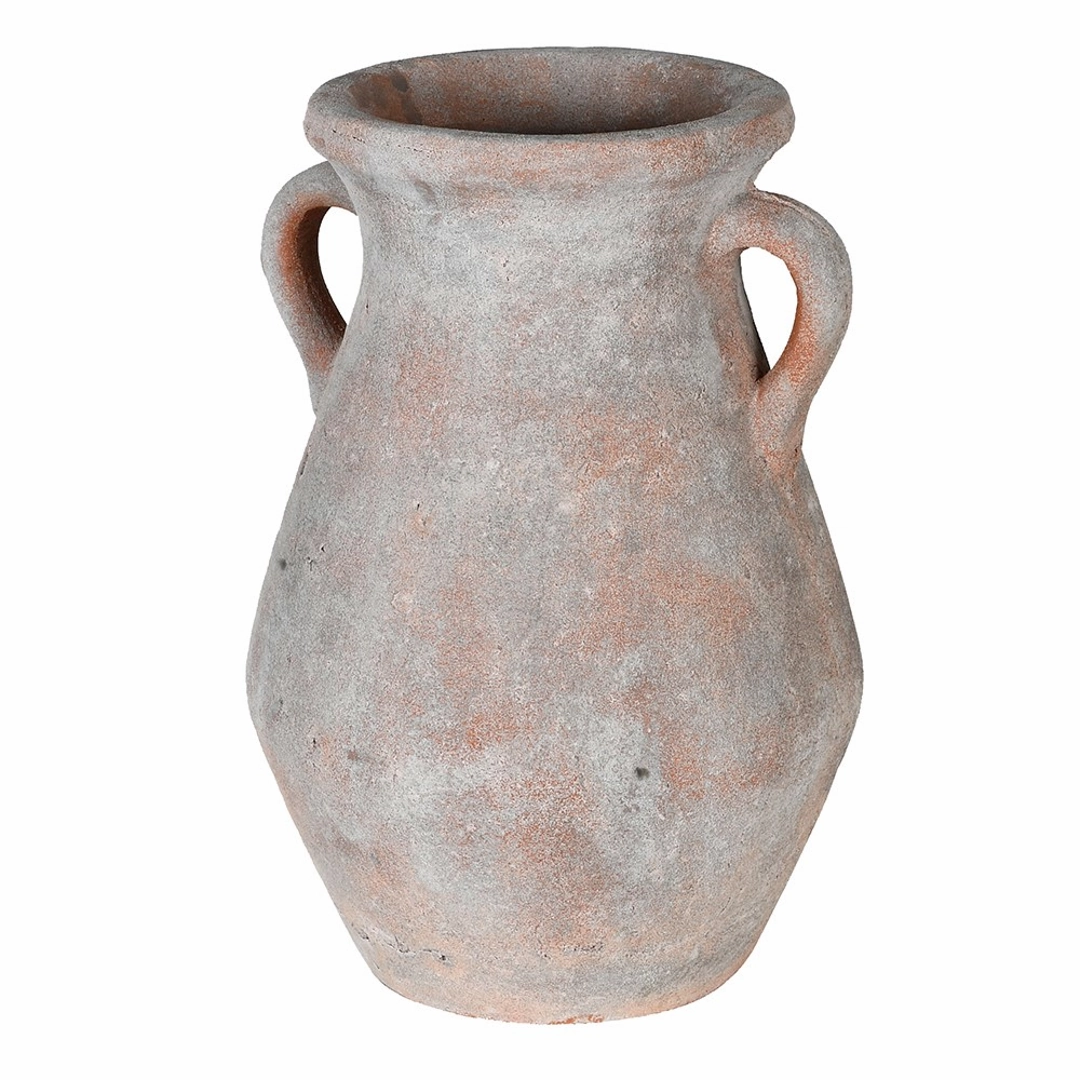 Distressed Terracotta Vase with Handles 37cm,hand-painted ceramic vase