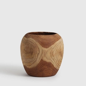 Dobby Teak Wood Vase,hand-painted ceramic vase