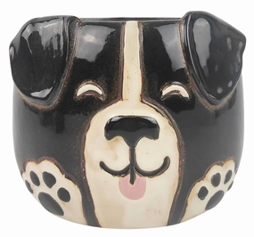 Dog Head Planter Black White,terracotta plant pot