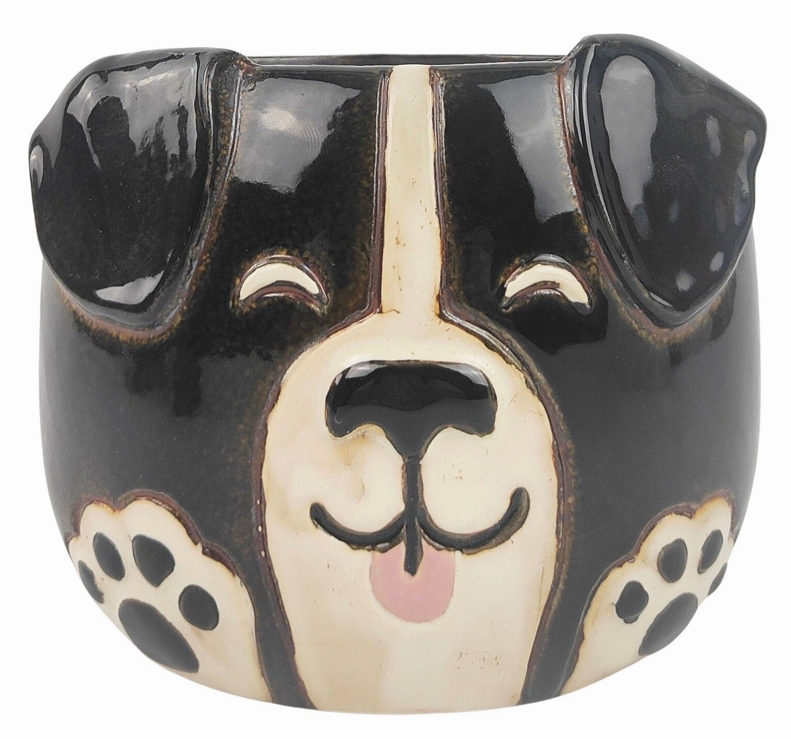 Dog Head Planter Black White,terracotta plant pot