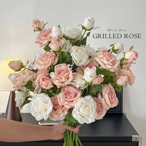 Dried Rose feel Artificial Single Stem Rose Large artificial flower bouquet  