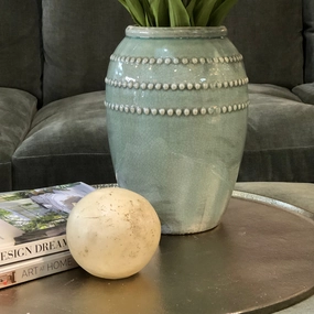 Duck Egg Crackle Glazed Bobble Rings Vase 31cm,hand-painted ceramic vase