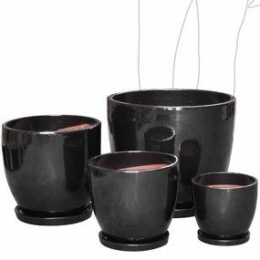 Egg Pot & Saucer - Black,terracotta plant pot