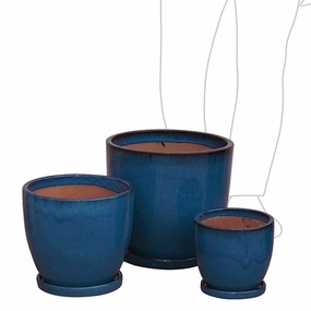 Egg Pot & Saucer - Blue Mood,terracotta plant pot