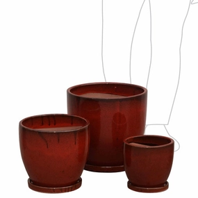 Egg Pot & Saucer - Red Wine,terracotta plant pot