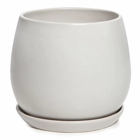 Egg Pot with Saucer Matte White,terracotta plant pot