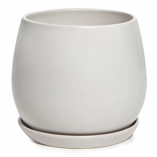 Egg Pot with Saucer Matte White,terracotta plant pot