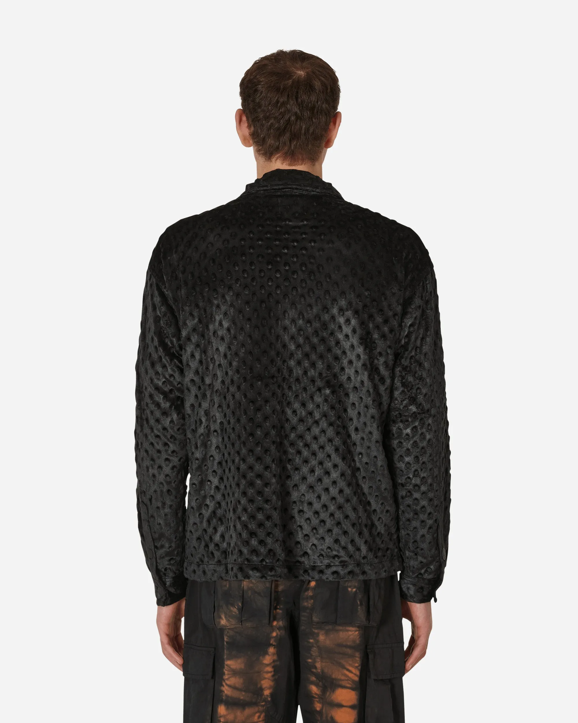 Geprägter Fell-Reißverschluss-Jacke Schwarz