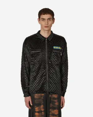 Geprägter Fell-Reißverschluss-Jacke Schwarz