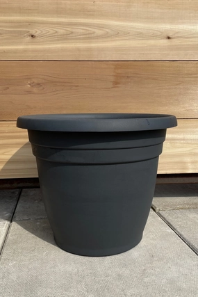 Emma Round Planter Charcoal 16",indoor flower container