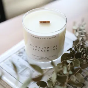 EUCALYPTUS   SPEARMINT SOY CANDLE,faux bloom stem 