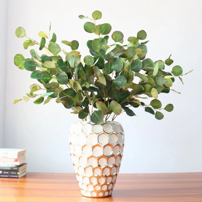 Eucalyptus Artificial Greenery Stem 85cm Green with Red EUCALYPTUS013