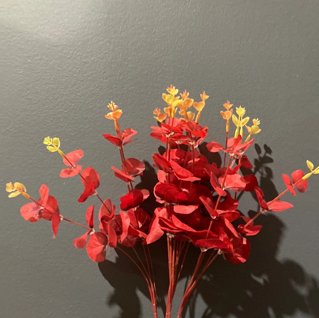 Eucalyptus leaf Red for Wedding home decor realistic flower bouquet  