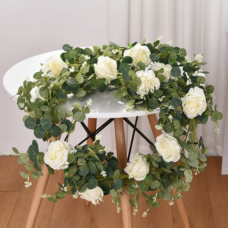 Eucalyptus Rose 190CM Artificial Foliage White GREENERYROSE01