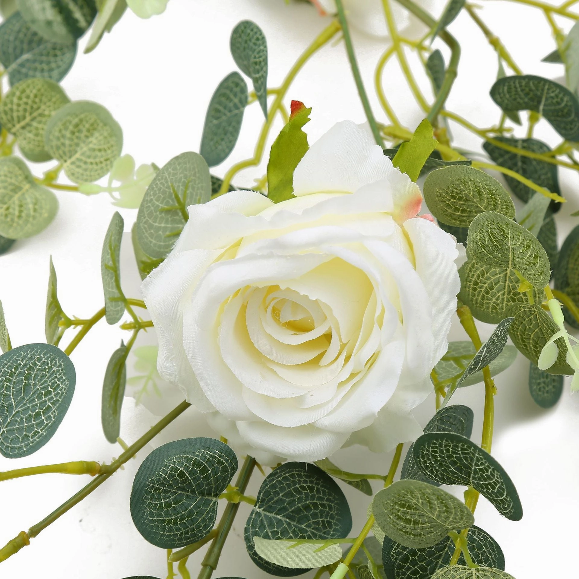 Eucalyptus Rose 190CM Artificial Foliage White GREENERYROSE01