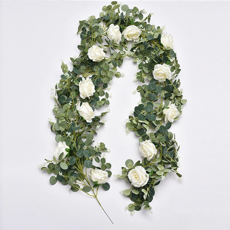 Eucalyptus Rose 190CM Artificial Foliage White GREENERYROSE01,dried artificial flower